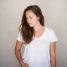 Le tee-shirt en lin blanc français col V PAïSAN