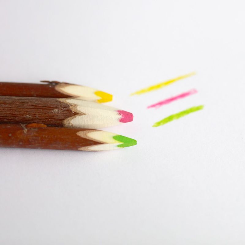 Les crayons 3 couleurs fluos en bois d'osier PAïSAN