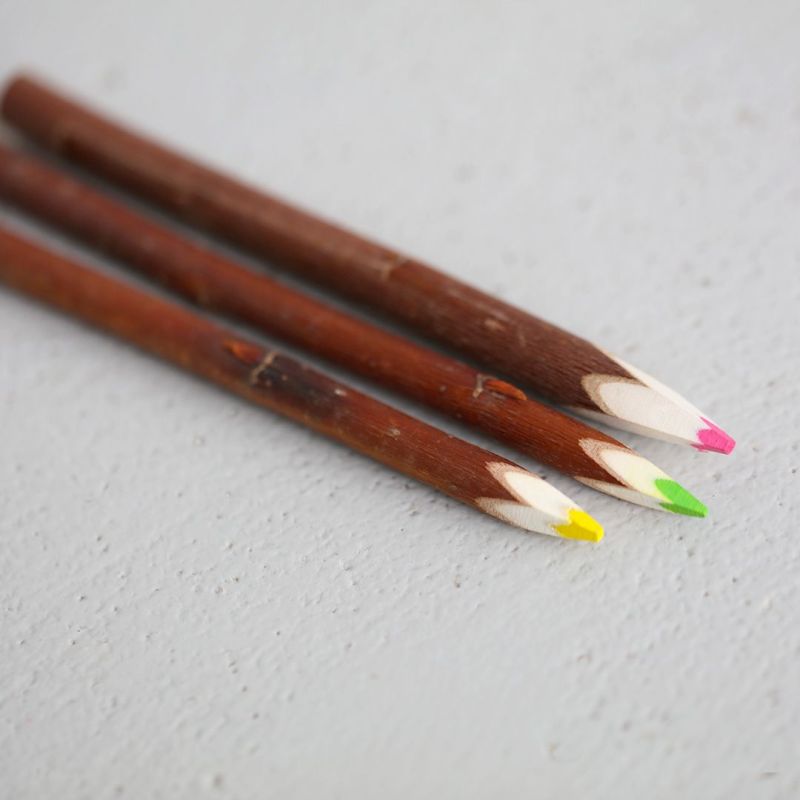 Les crayons 3 couleurs fluos en bois d'osier PAïSAN