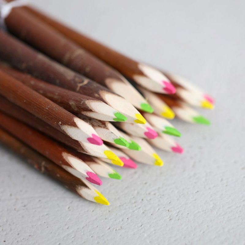 Les crayons 3 couleurs fluos en bois d'osier PAïSAN