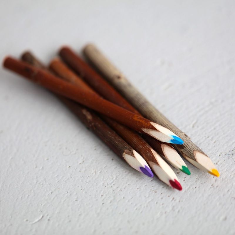 Fagot de 5 crayons de couleur en bois d'osier PAïSAN