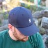 Casquette en lin bleu marine PAïSAN - Broderie blanche