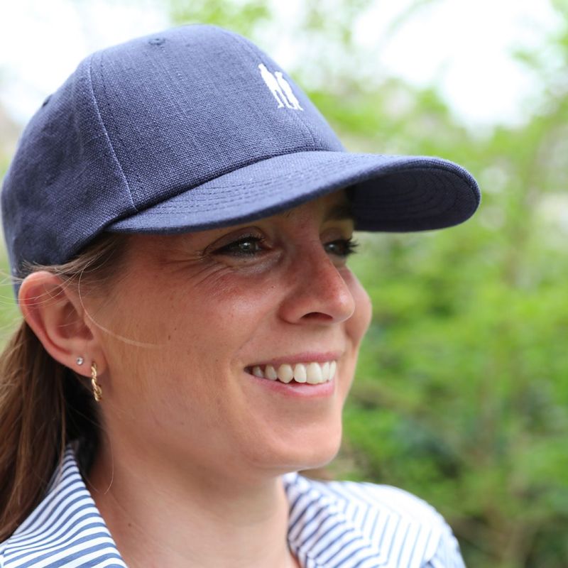 Casquette en lin bleu marine PAïSAN - Broderie blanche
