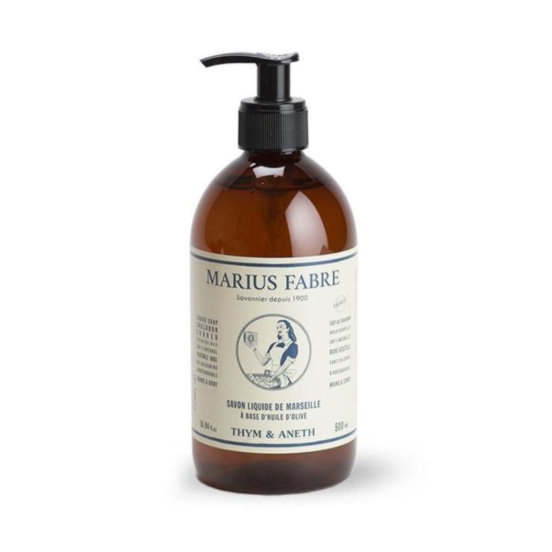 Savon de Marseille liquide pour le corps et le visage - Parfum thym et aneth