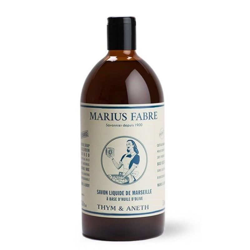 Savon de Marseille liquide pour le corps et le visage - Parfum thym et aneth