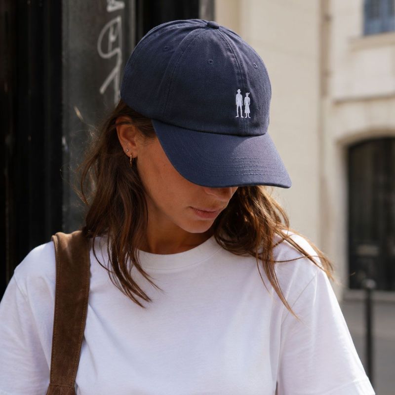 Casquette en lin bleu marine PAïSAN - Broderie blanche